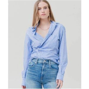 WEARCISCO Women's The Men's Regular Shirt Pippen Blue Stripe Size M/L